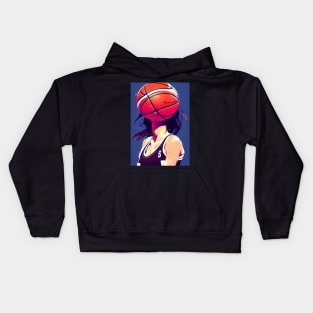 Young Woman Dribbling Basketball Kids Hoodie